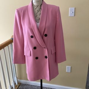 Zara double breasted long pink blazer